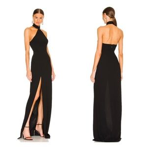 Amanda Uprichard Queen Halter Neck Crepe Gown in Black Size XS NWOT